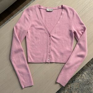 Babaton Pink Cropped Cardigan Sweater
